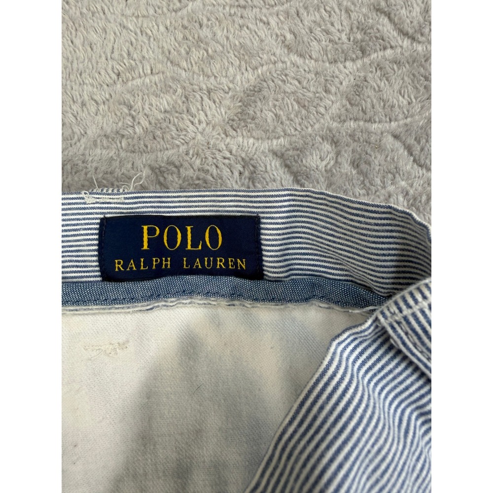Polo Ralph Lauren Mens 38 Seersucker Shorts Blue White Striped Embroidered Pony - Picture 6 of 11